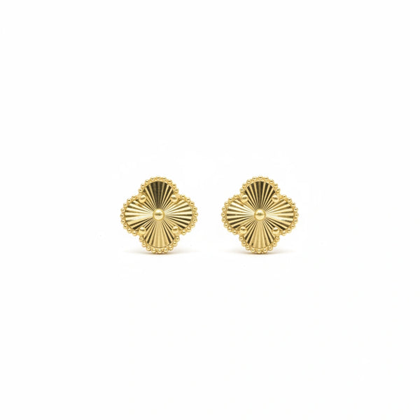Aretes de trébol grande de oro 14k