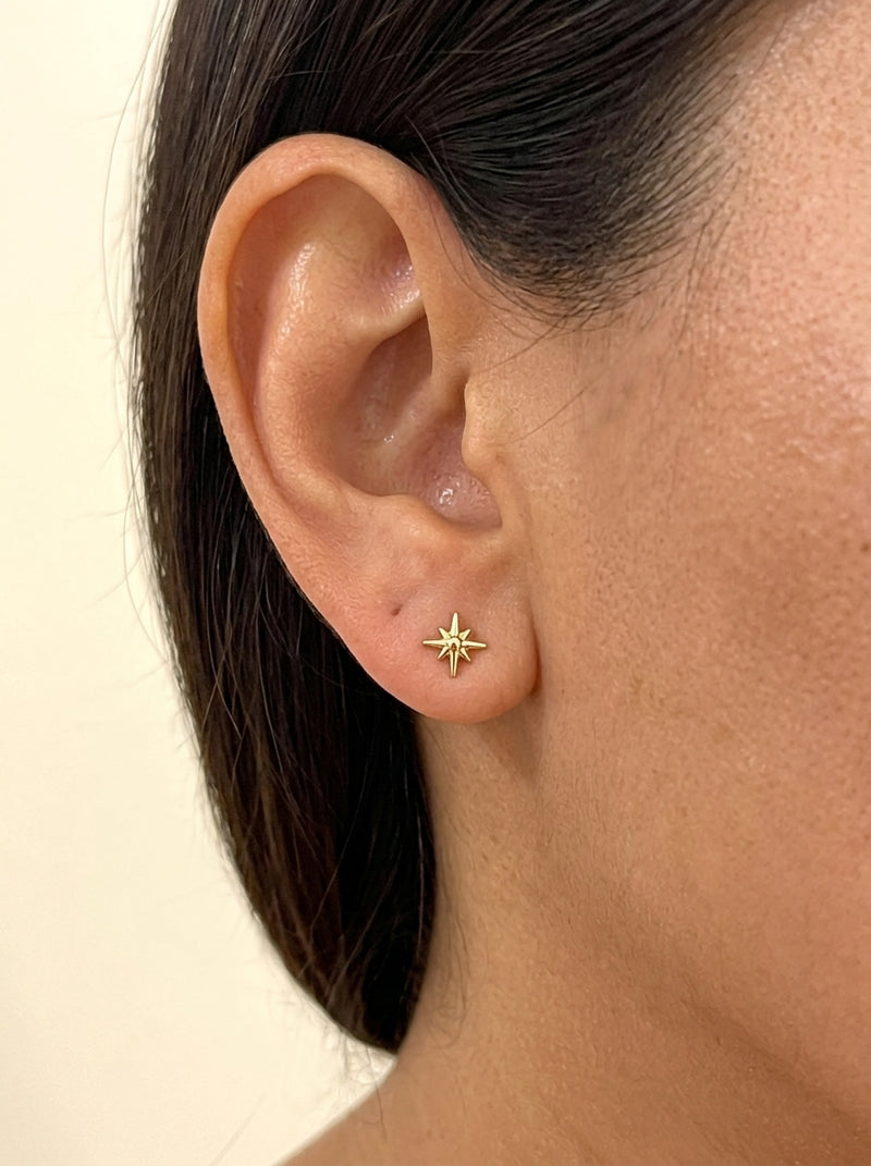Broquel de oro 10k delgado diseño estrella de Belén lustrada (de bolitas) Mod 5678