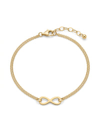 Pulsera delgada doble de oro 14k con infinito delgada mod 5573 - 18 cm