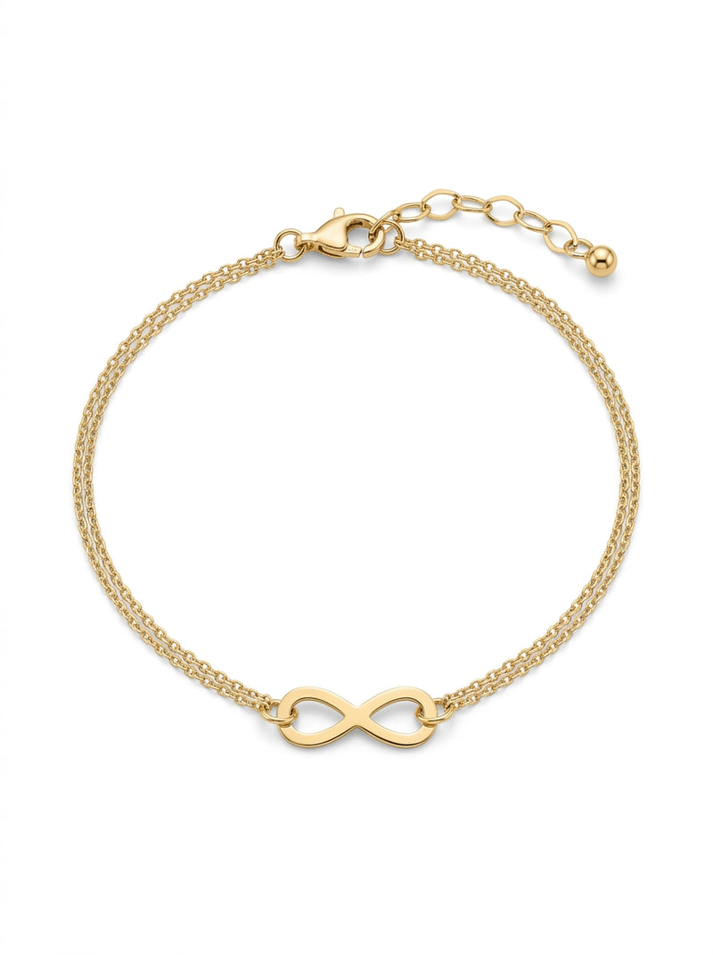 Pulsera delgada doble de oro 14k con infinito delgada mod 5573 - 18 cm
