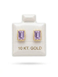Broquel de oro 10k delgado diseño octa bisel lila(de bolitas) Mod 5666