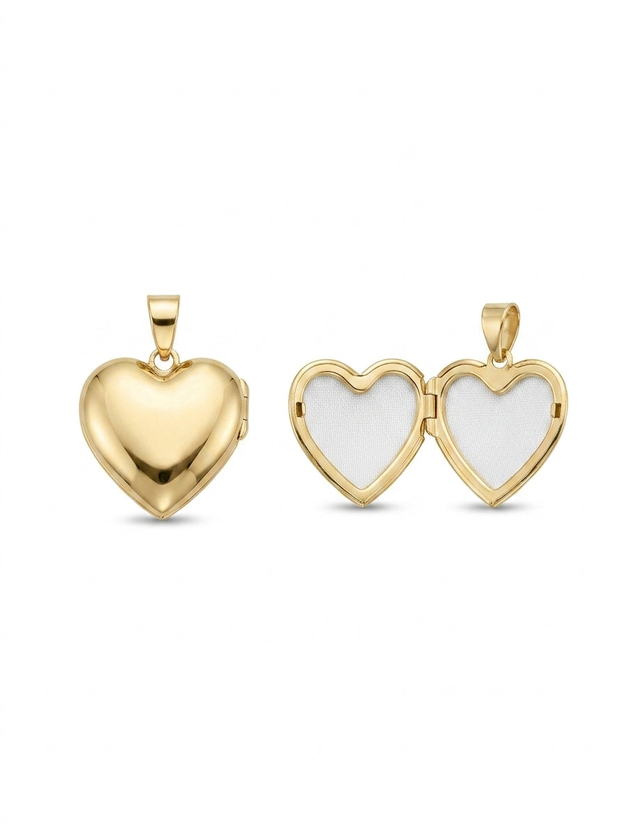 Relicario de oro 14k diseño de corazón bombacho Mod LM5226