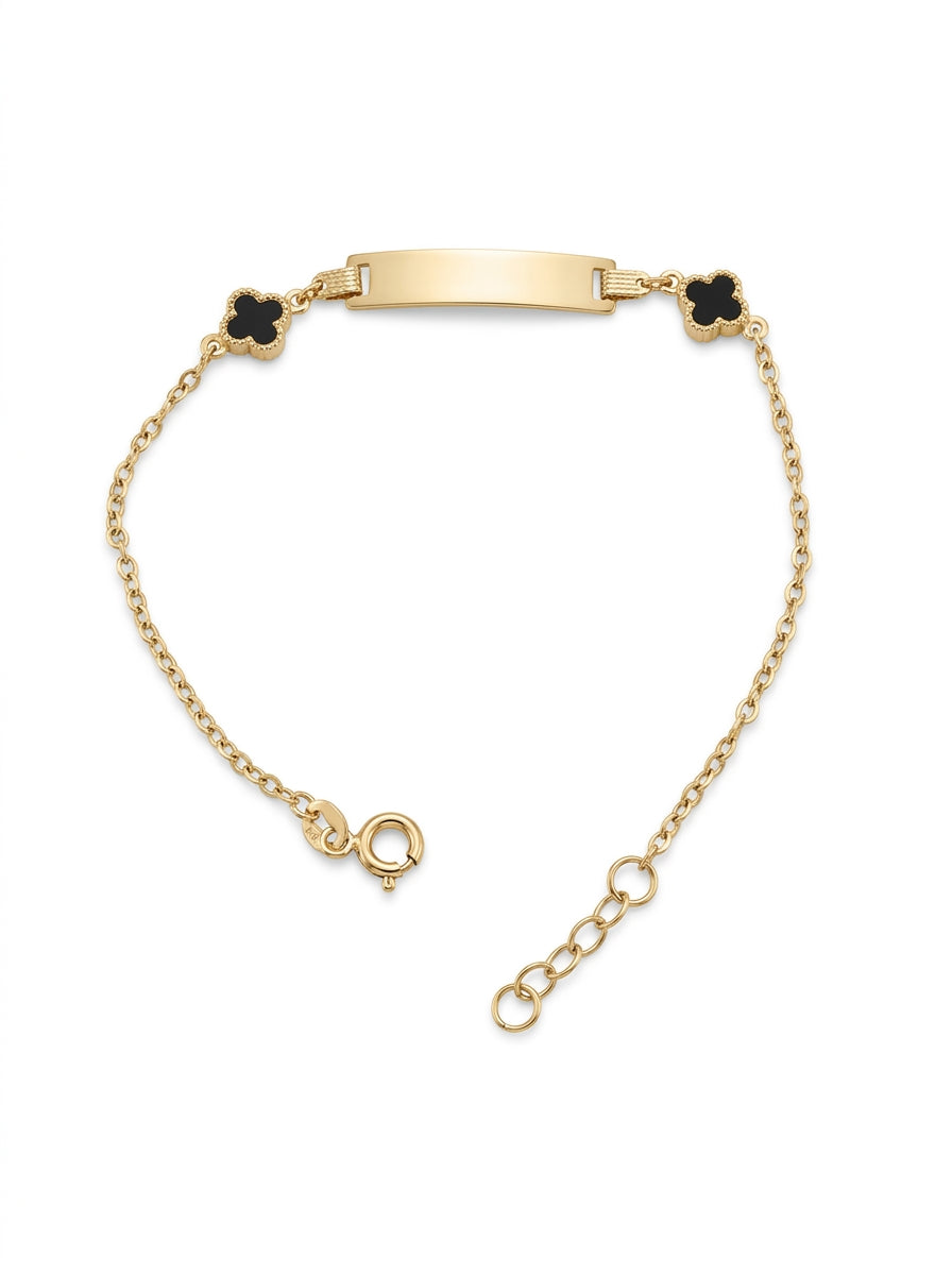 Esclava de oro 10k diseños de tréboles negro Modelo LM5173 - 18 cm