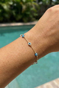 Pulsera de ojos turcos de oro 14k Mod. 1418021