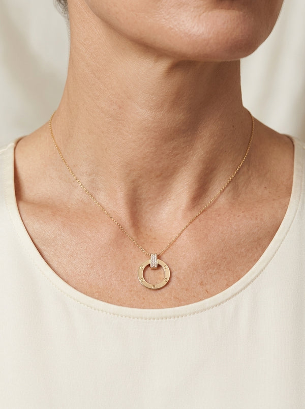 Gargantilla de oro 14k tipo diseñador plana con barra de circonias Mod 5773 - 45 cm