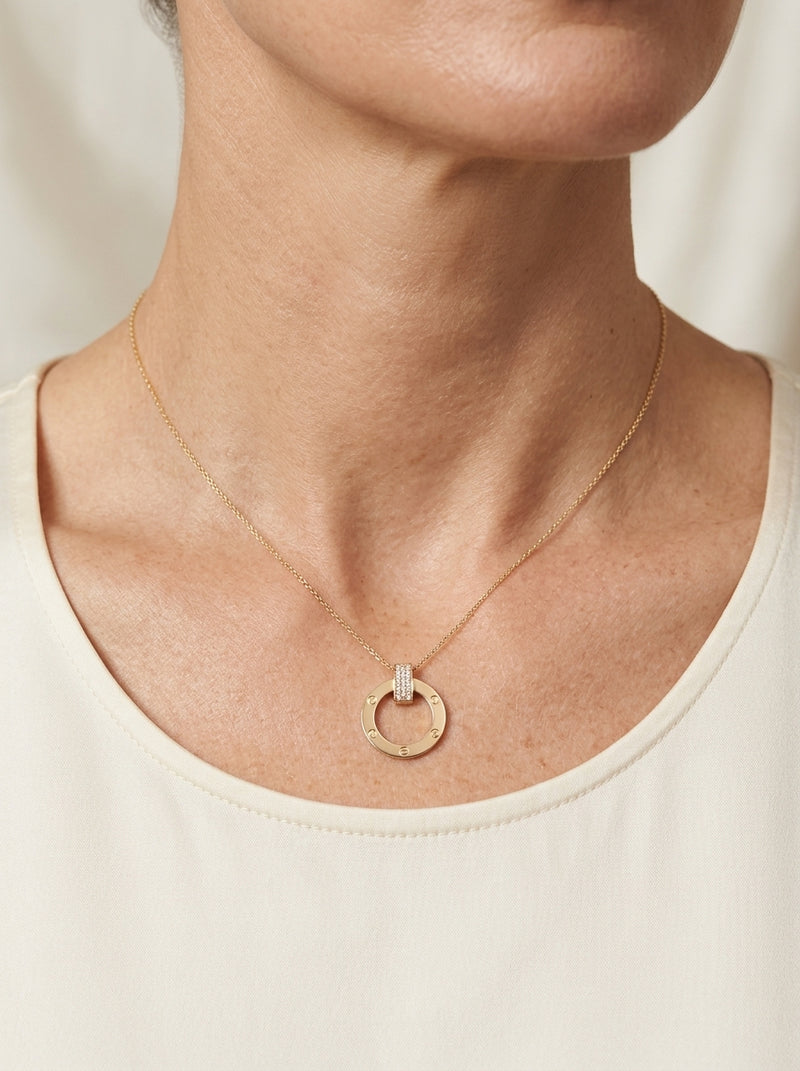 Gargantilla de oro 14k tipo diseñador plana con barra de circonias Mod 5773 - 45 cm