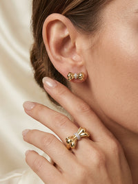 Set de oro 14k diseño de moños mod 5925
