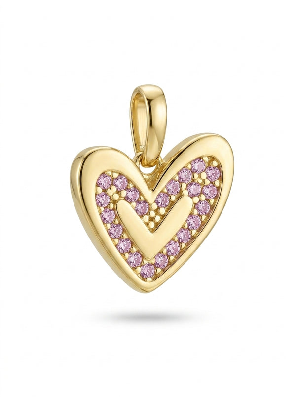 Dije de oro 14k diseño de corazón rosa Mod LM5383 - 1.4 cm