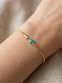 Pulsera de oro 14k diseño de ojito turco Mod LM546 - 18 cm