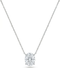 Gargantilla de oro blanco 14k corte oval de diamante de laboratorio Mod 5476 - 45 cm
