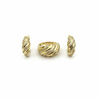 Set de aretes y anillo diseño entrelazado de oro 14k con incrustaciones de circonias
