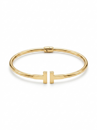 Brazalete de oro 10k tipo diseñador hueco Mod 5499 - 18 cm