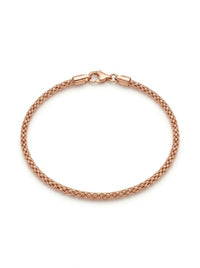Pulsera de oro rosa 14k tejido popcorn mod 5506 18 cm x 2 mm
