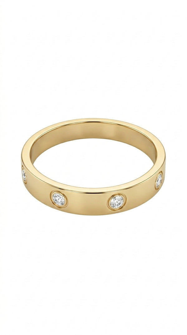 Anillo tipo diseñador hueco de oro 14k mod 5048