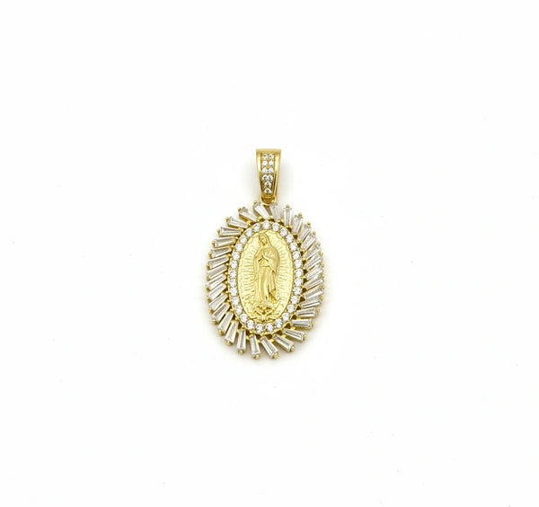 Dije Virgen de Guadalupe en Oro 14k con circonias baguette