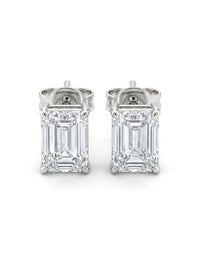 Aretes de oro blanco 18k corte esmeralda de diamante de laboratorio Mod 5478