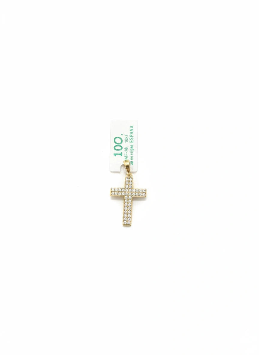 Dije de cruz de oro 10k con incrustaciones de circonias Modelo 2015
