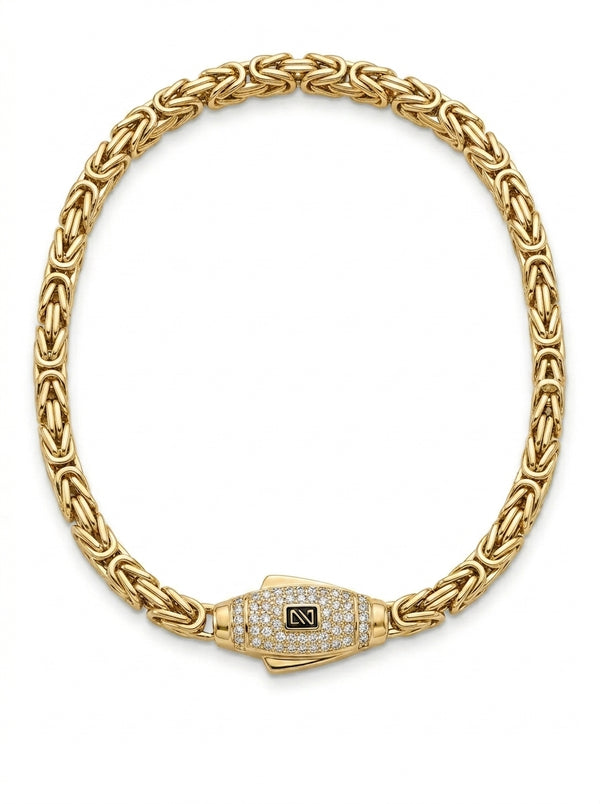 Pulsera de oro 10k tejido bizantino Mod LM5158- 18 cm x 5 mm