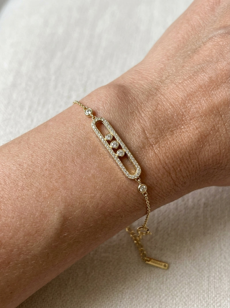 Pulsera de oro 14k tipo diseñador mod 5913- 18 cm
