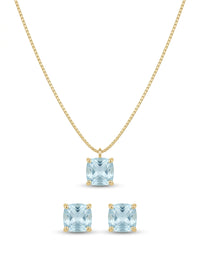 Juego de oro 14k con circonias azules corte princes mod 5532