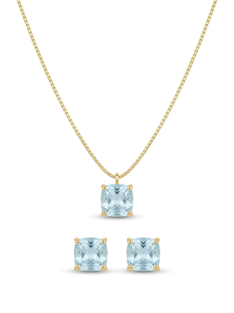 Juego de oro 14k con circonias azules corte princes mod 5532