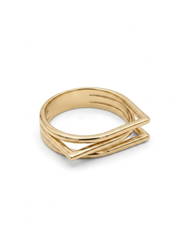 Anillo de oro 14k diseño enlace dorado Mod LM5410