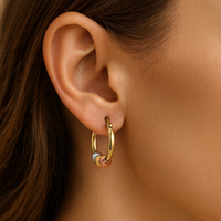 Aretes de bolitas tricolor 14k Mod. 1925