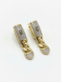 Aretes de oro 14k Mónaco Chain Classic pavé mod 5901