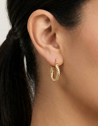 Arracadas de Oro 14k infladas de Diseño Torzal con Grecas mod. 1511