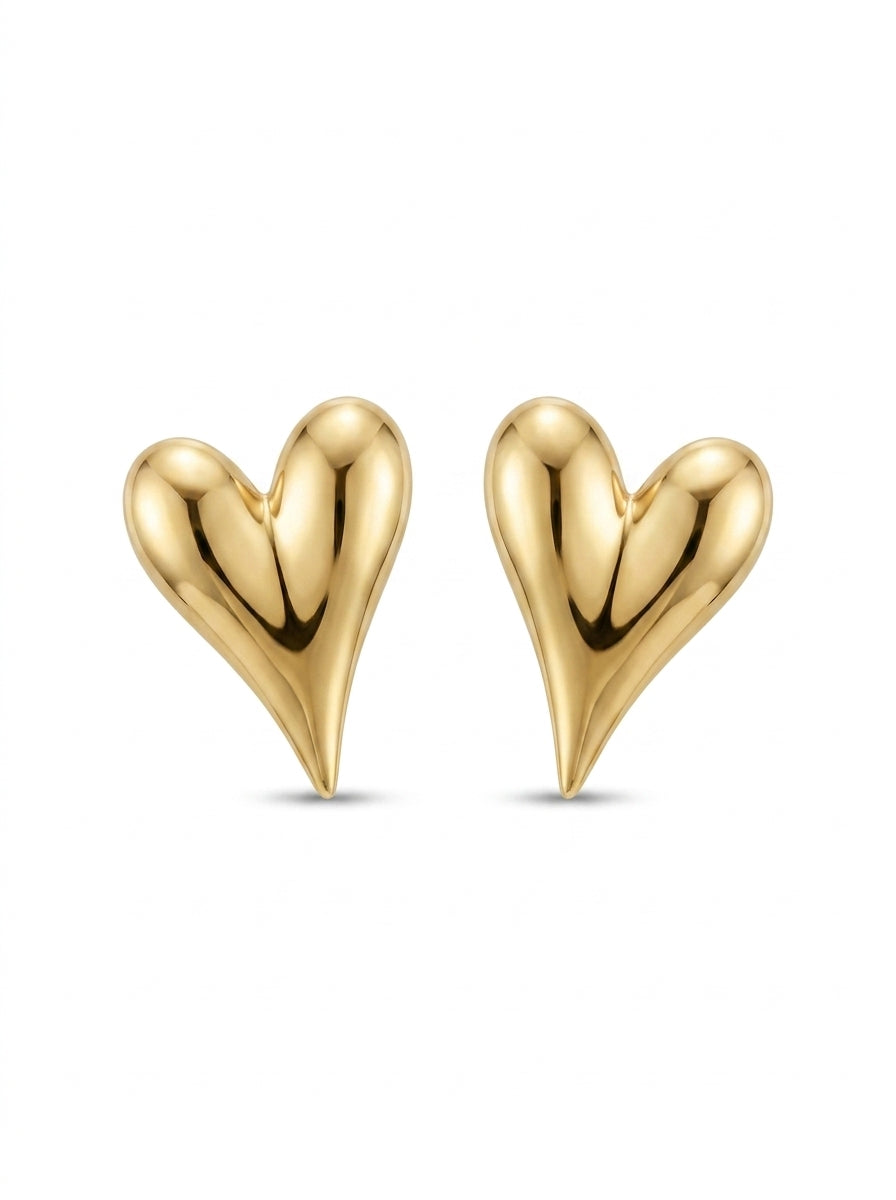 Aretes de oro 14k diseño de corazón alargado Mod LM5246 - 2 cm