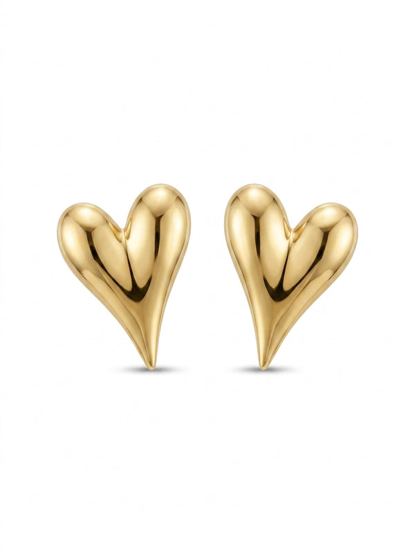 Aretes de oro 14k diseño de corazón alargado Mod LM5246 - 2 cm