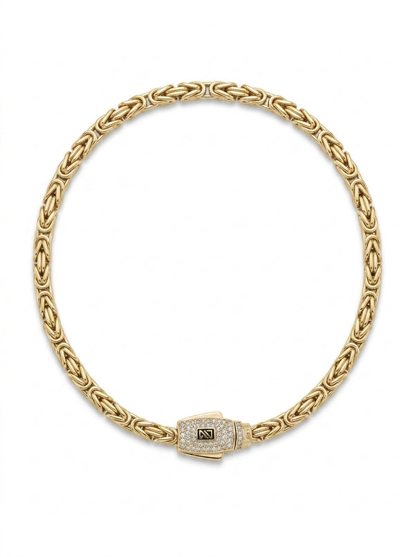 Pulsera de oro 10k tejido bizantino Mod LM5157 - 18 cm x 3 mm