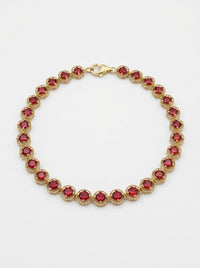 Pulsera de oro 10k diseño acanalado de circonias 5920 - 18 cm