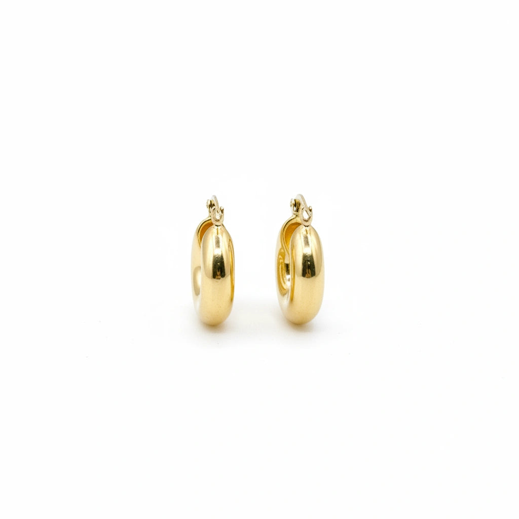 Arracadas tubulares lisas de oro 14k Mod 422033