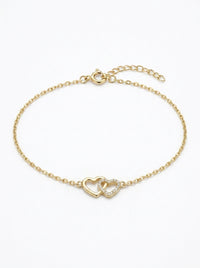 Pulsera de oro 14k diseño de corazones 5598- 18 cm