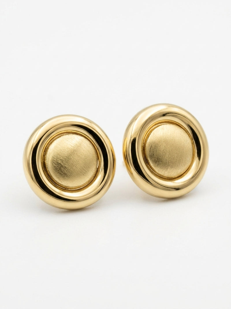 Aretes de oro 14k diseño redondo con acabo satinado Mod 5965 -1.5 cm