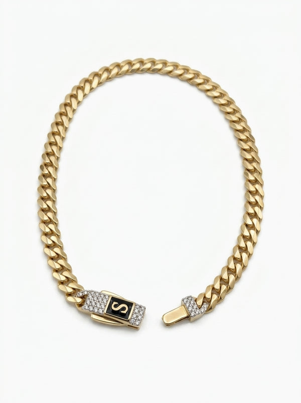 Pulsera de oro 10k diseño baby Mónaco Chain Classic 5885- 4mm