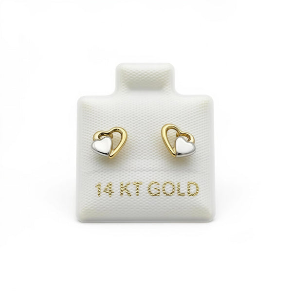Broquel 14k de corazones de 2 oros