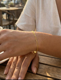 Pulsera delgada doble de oro 10k con silueta de corazón Mod. 2136 - 18 cm