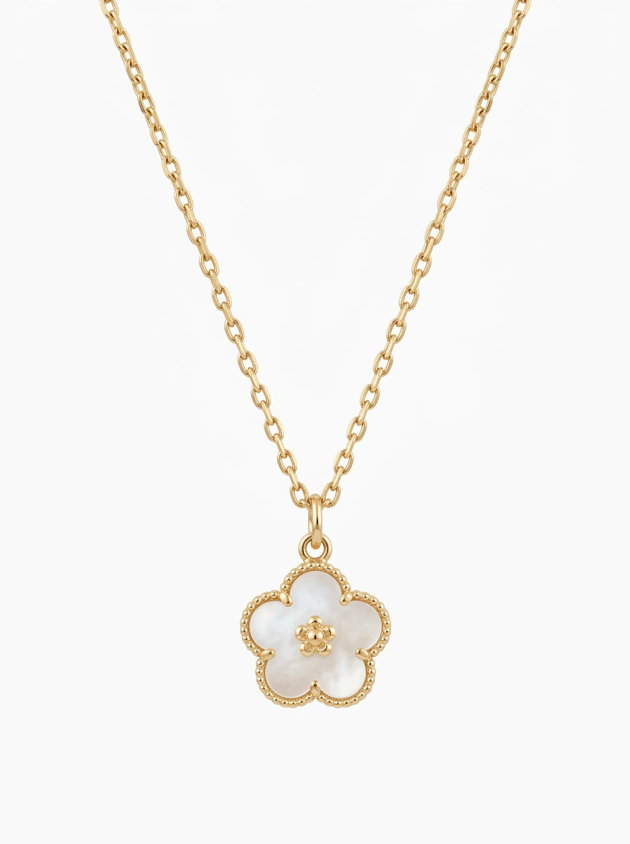 Gargantilla de oro 10k diseño de margarita madre perla Mod 5946 - 45 cm