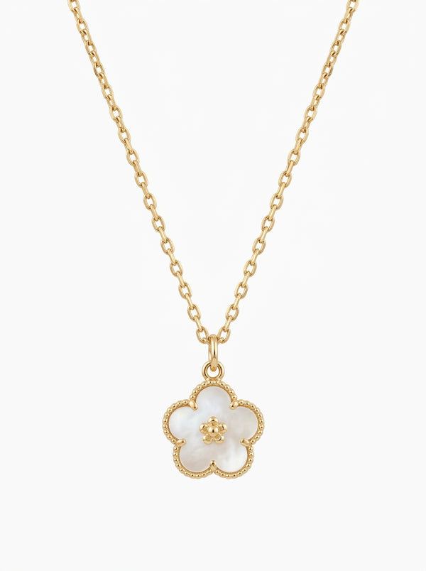 Gargantilla de oro 10k diseño de margarita madre perla Mod 5946 - 45 cm