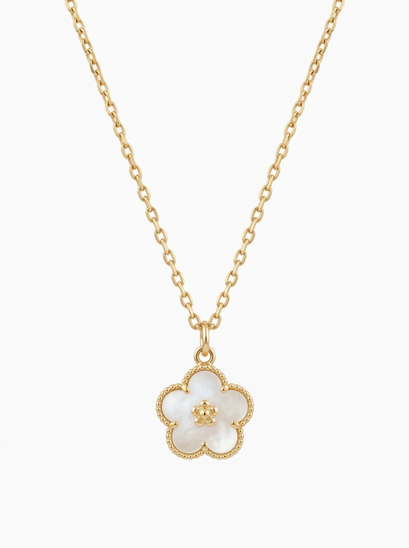Gargantilla de oro 10k diseño de margarita madre perla Mod 5946 - 45 cm