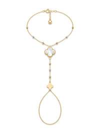 Pulsera de mano de oro 14k diseño de tréboles mod 5722 - 18 cm