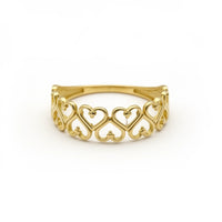 Anillo de siluetas de corazones de oro 10k