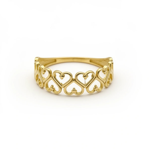 Anillo de siluetas de corazones de oro 10k