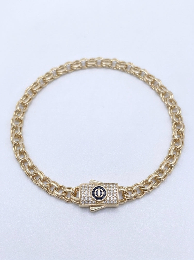 Pulsera de oro 14k tejido chino hueco Mod 5546 - 18 cm