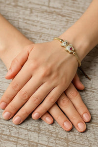 Pulsera de oro 10k de oso modelo flexible de resorte - 18 cm