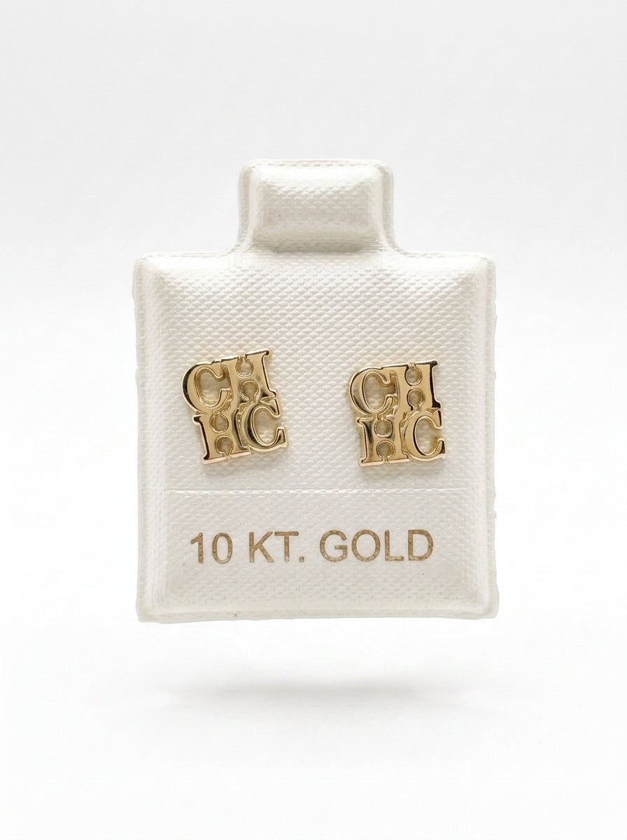 Broquel de oro 10k delgado tipo diseñador (de bolitas) Mod 5641