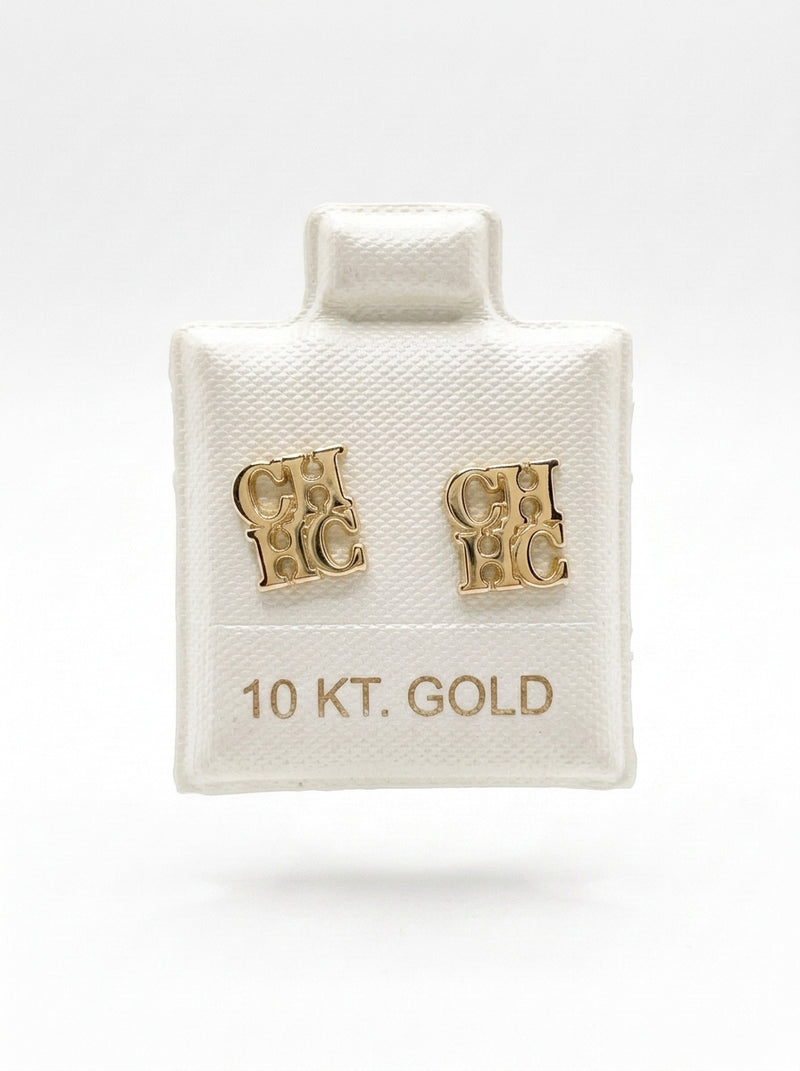 Broquel de oro 10k delgado tipo diseñador (de bolitas) Mod 5641