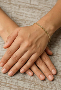 Pulsera de oro 10k tipo bizantina planchada Mod. 5410105 - 18 cm